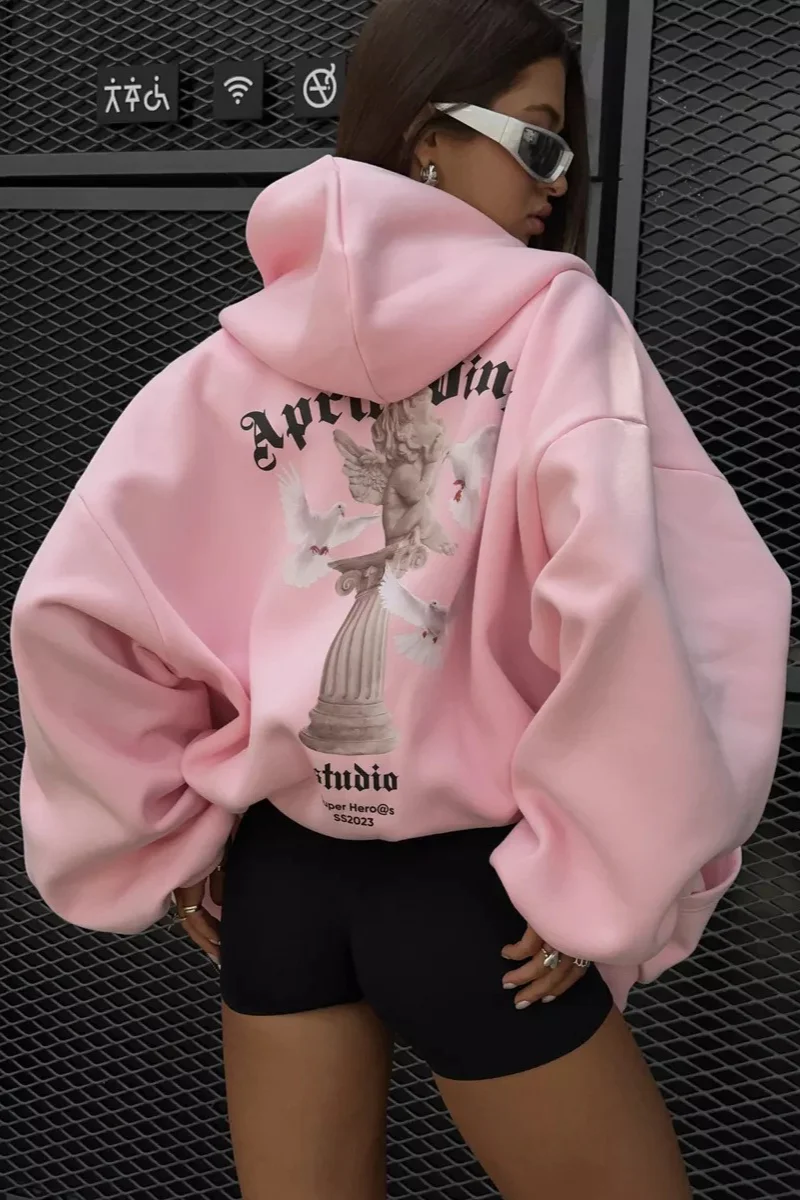Sweet & Spicy Back Print Loose Zip Hoodie