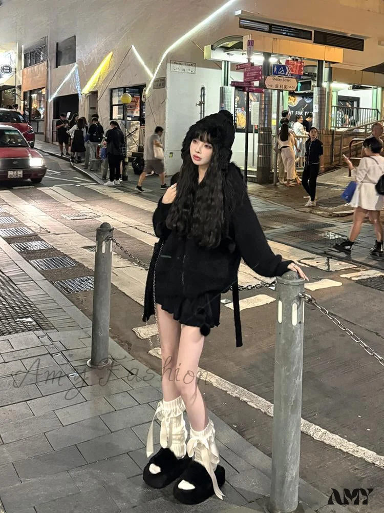 Sweet Spicy Girl White Knitted Ruffle Edge Short Autumn Winter New Fashion Sexy High Waist Slim Mini Skirt - Image 3