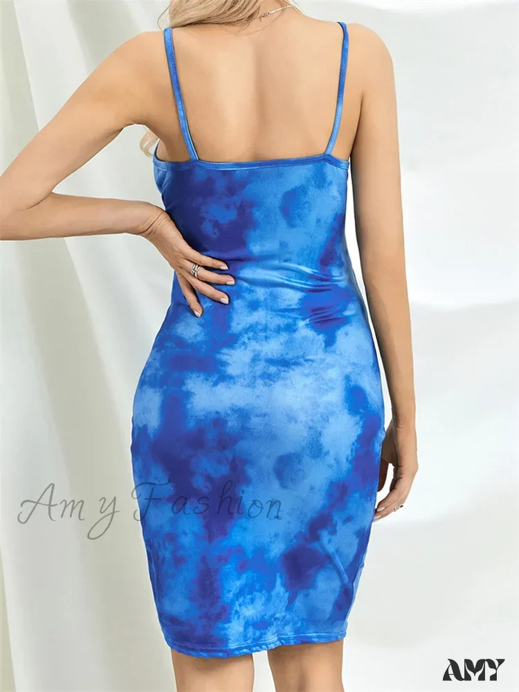 Amy Fashion - Tie Dyeing Print Summer Party Clubwear Mini Dress - Image 6