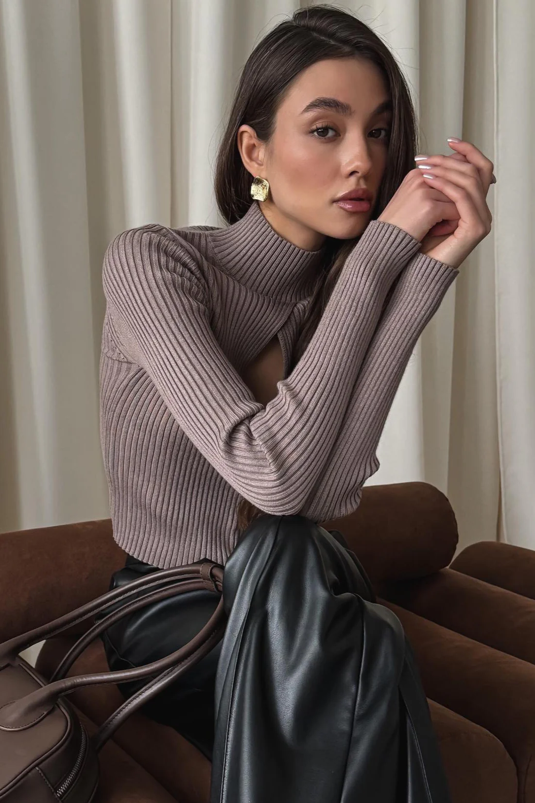 Turtleneck Openworks Knit Elegant Pullover Sweater - Image 4
