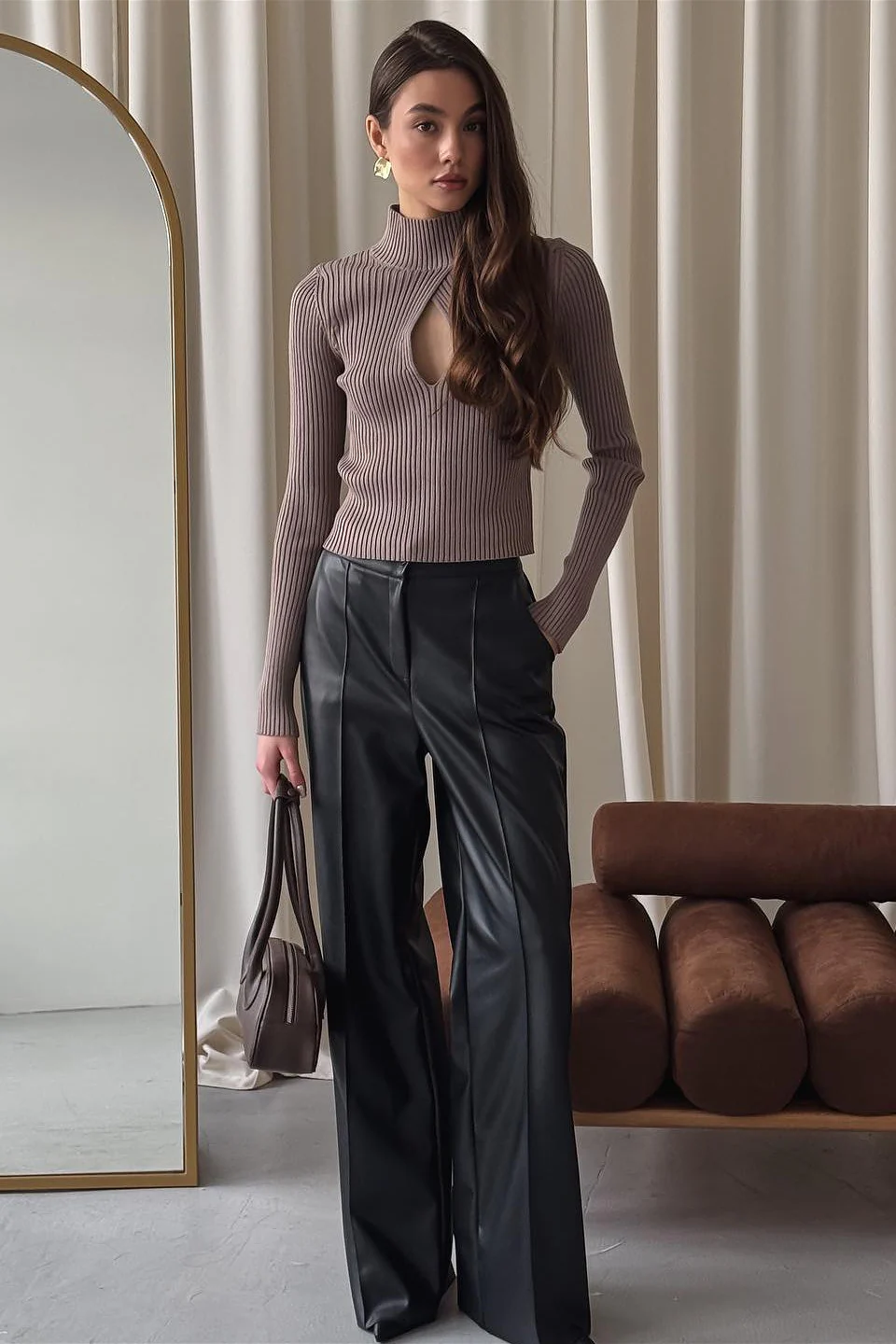 Turtleneck Openworks Knit Elegant Pullover Sweater - Image 6