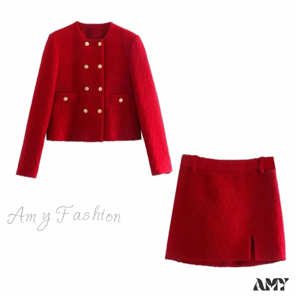 Amy Fashion - Vintage O Neck Long Sleeve Office Lady Blazer - Image 4