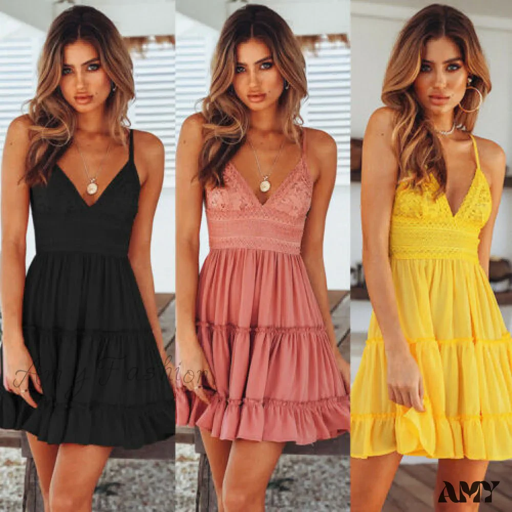 Amy Fashion - V Neck High Waist Evening Party Beach Dresses - Image 2