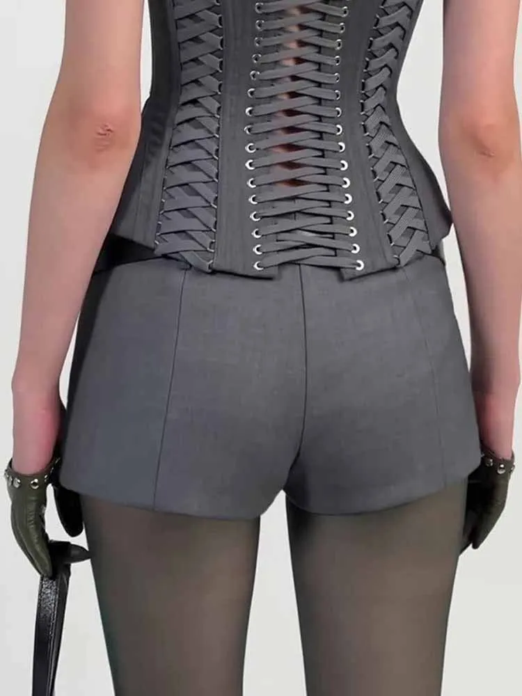 V-Neck Sleeveless Vest Shorts Two Piece Set - Image 5