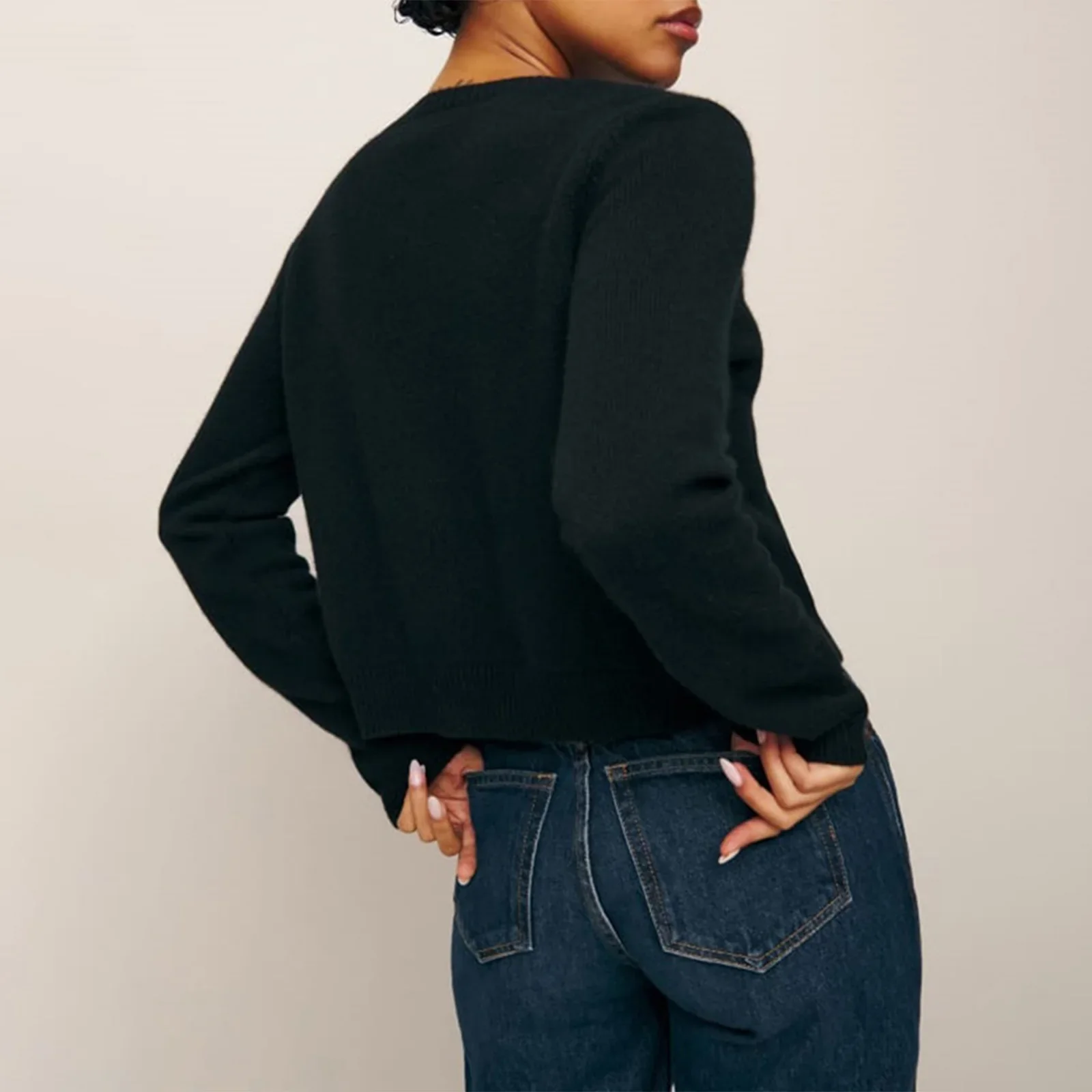 Vintage Button Round Neck Knit Cardigan - Image 6