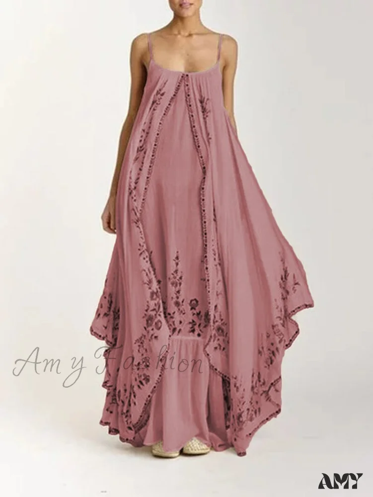 Amy Fashion - Vintage Spaghetti Strap Sleeveless Elegant Long Maxi Dress - Image 5