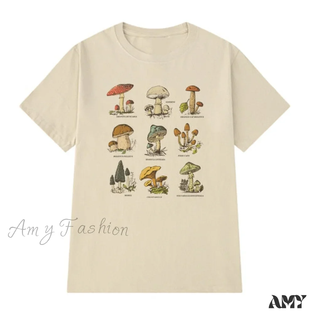 Amy Fashion - Women Causual Comfy Mushroom Print Oversized T-Shirt - Image 13