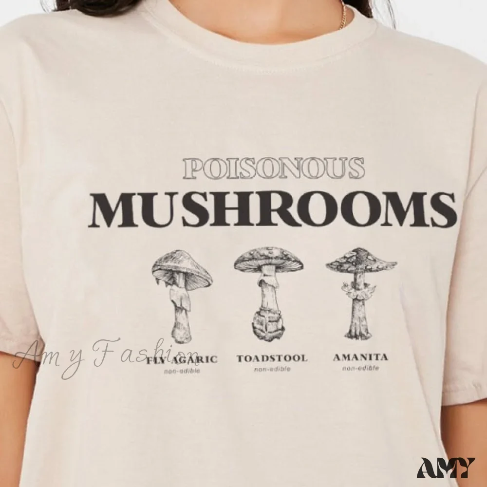 Amy Fashion - Women Causual Comfy Mushroom Print Oversized T-Shirt - Image 14