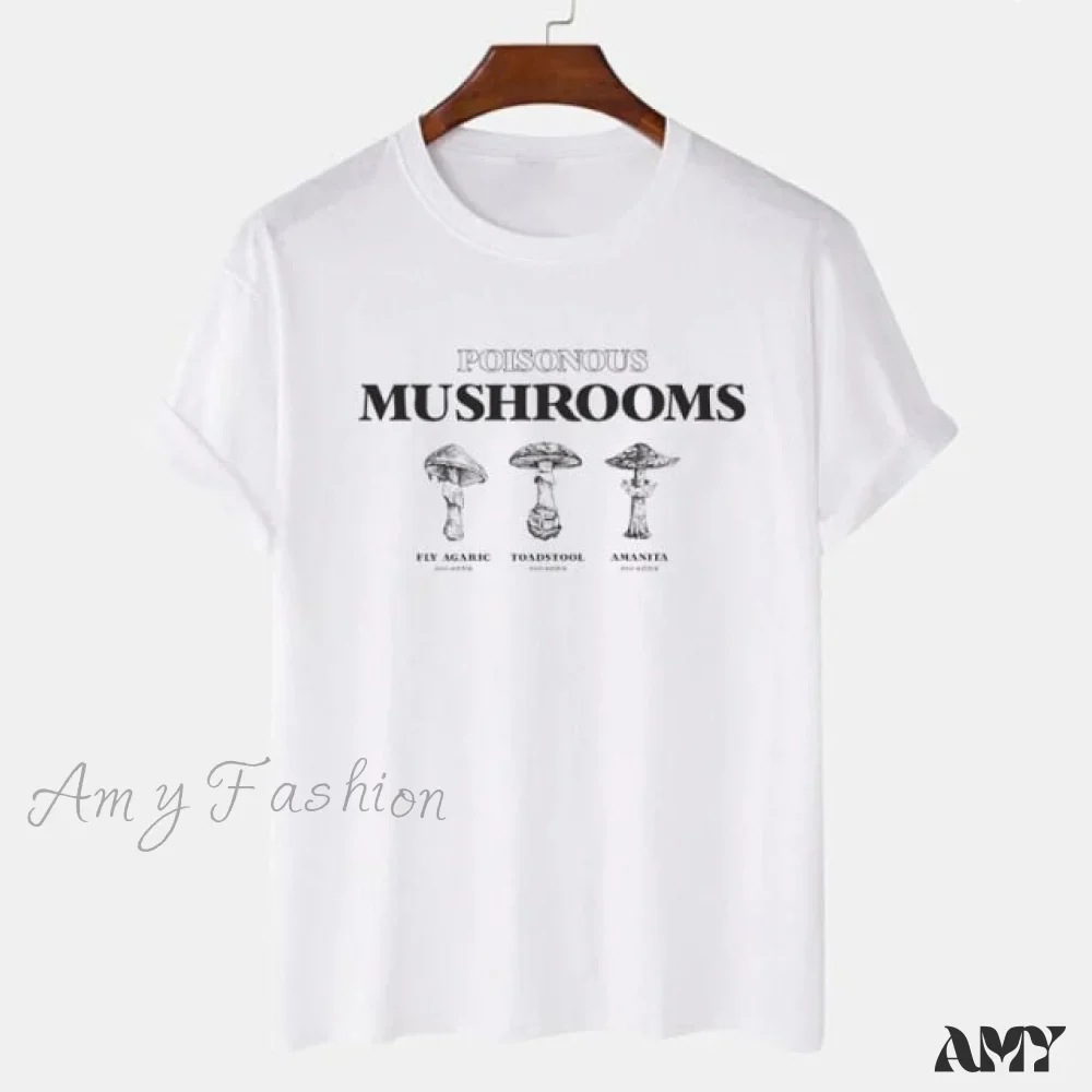 Amy Fashion - Women Causual Comfy Mushroom Print Oversized T-Shirt - Image 15