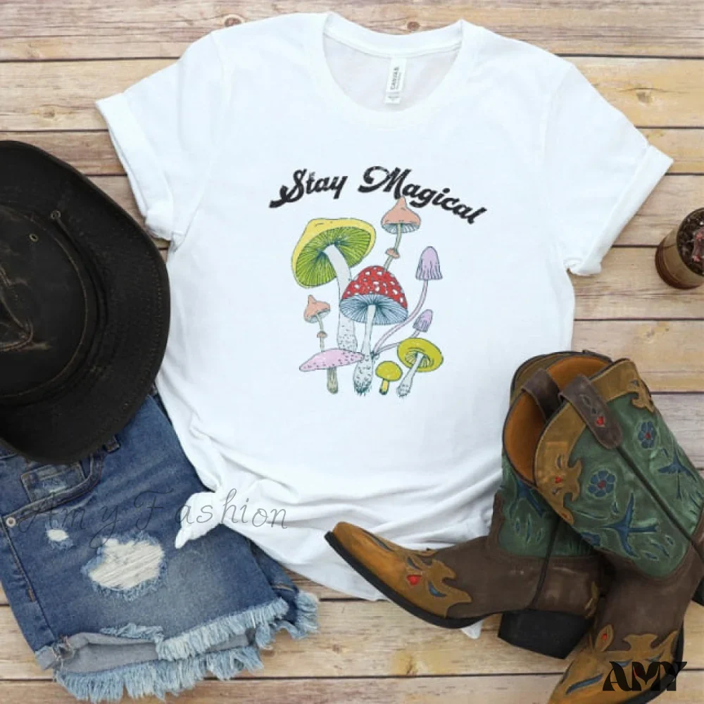 Amy Fashion - Women Causual Comfy Mushroom Print Oversized T-Shirt - Image 4