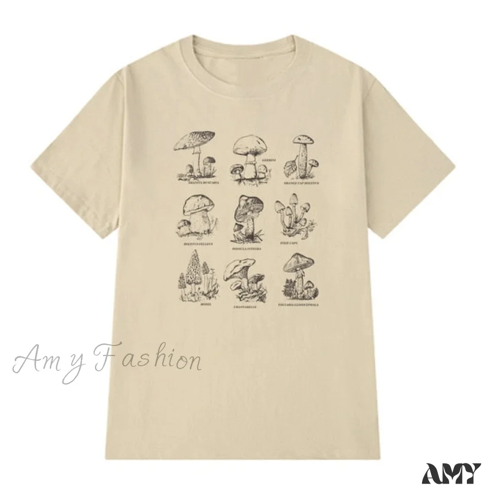 Amy Fashion - Women Causual Comfy Mushroom Print Oversized T-Shirt - Image 5