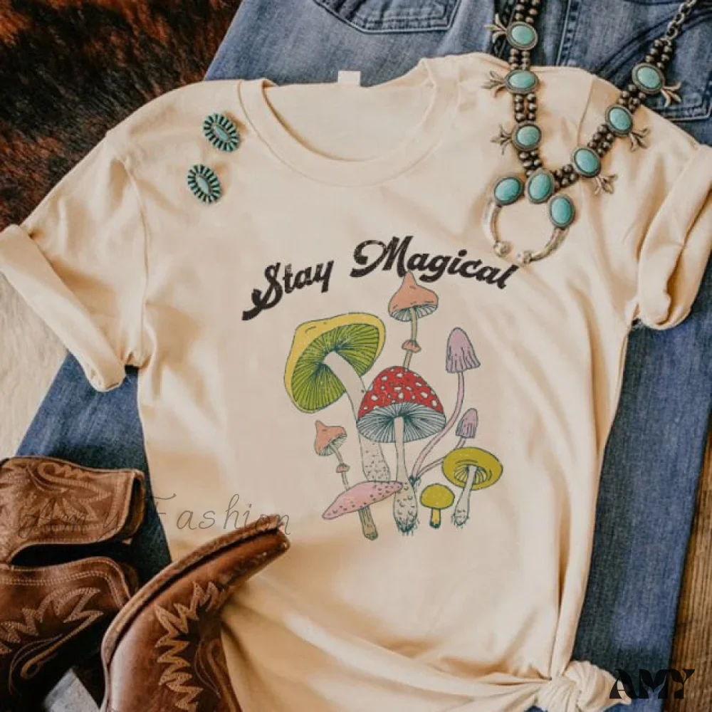 Amy Fashion - Women Causual Comfy Mushroom Print Oversized T-Shirt - Image 7