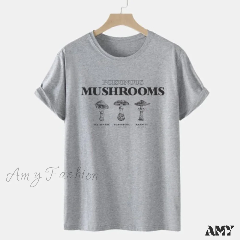 Amy Fashion - Women Causual Comfy Mushroom Print Oversized T-Shirt - Image 9