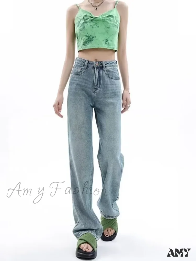 Amy Fashion - Vintage Harajuku Teenagers Y2k Aesthetic Clothing Autumn Baggy Jean