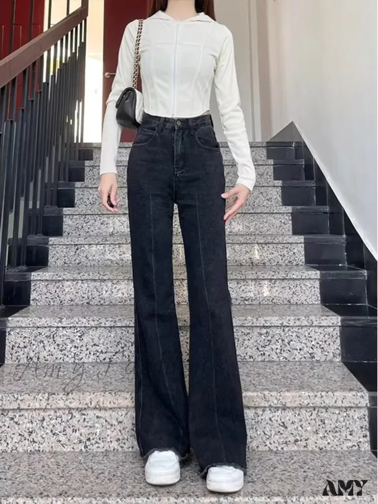 Amy Fashion - Vintage Harajuku Teenagers Y2k Aesthetic Clothing Autumn Baggy Jean