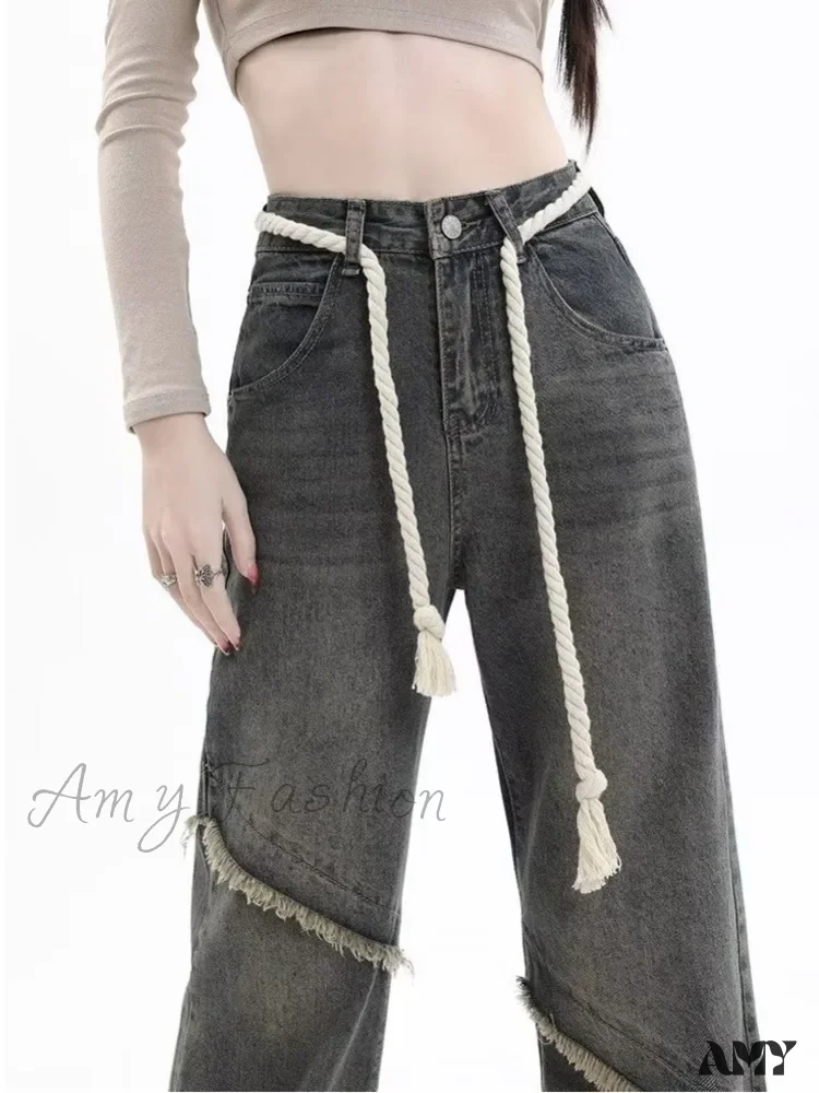 Amy Fashion - Vintage Harajuku Women Clothes For Teenagers Y2k Aesthetic Clothing Autumn Baggy Jean - Image 2