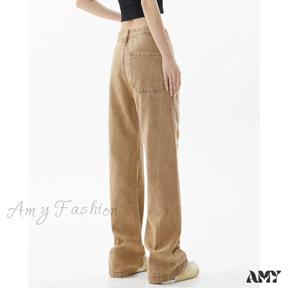 Amy Fashion - Graphic Pattern Vintage Khaki Jeans - Image 3