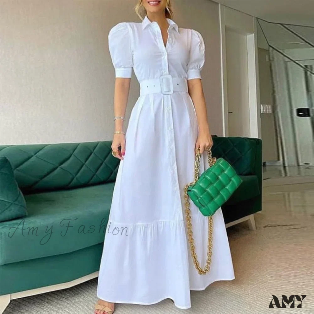 Amy Fashion - Vintage Puff Sleeve Party Maxi Dress - Image 2