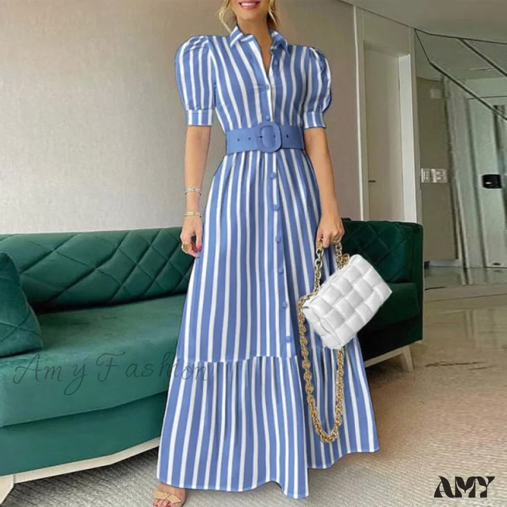 Amy Fashion - Vintage Puff Sleeve Party Maxi Dress - Image 5