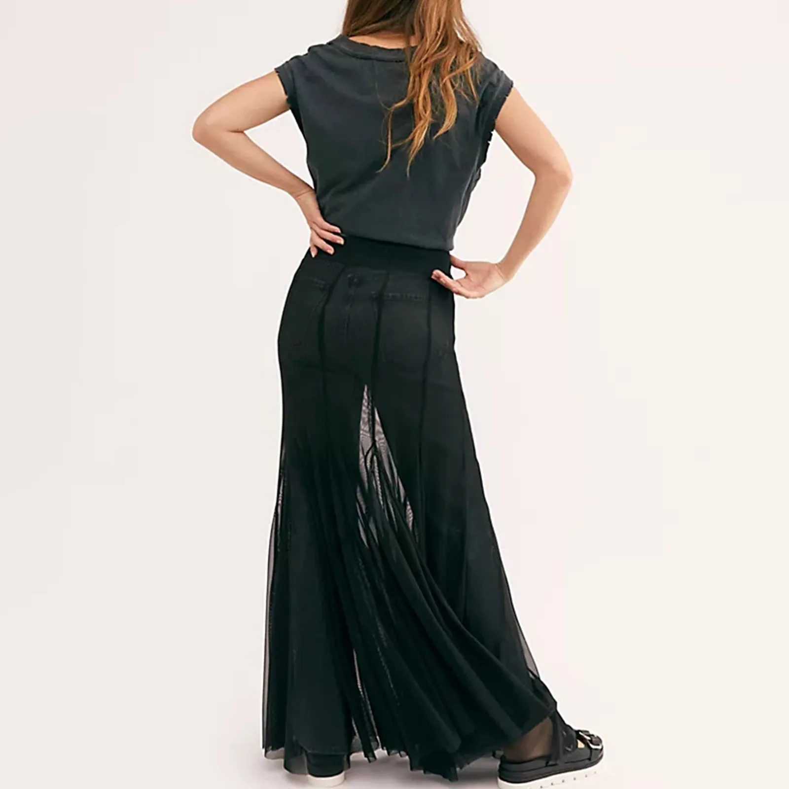 Vintage Sheer Mesh Ruffle Skirt - Image 2