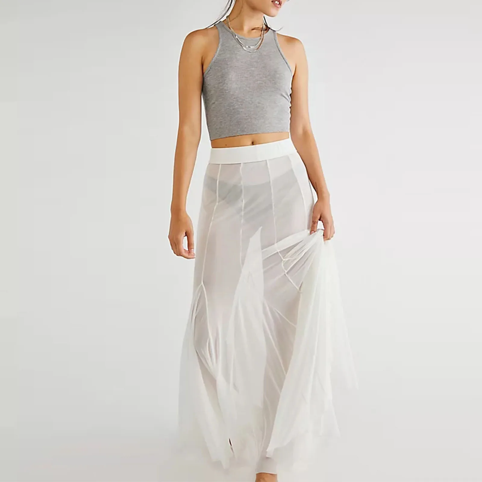 Vintage Sheer Mesh Ruffle Skirt - Image 3