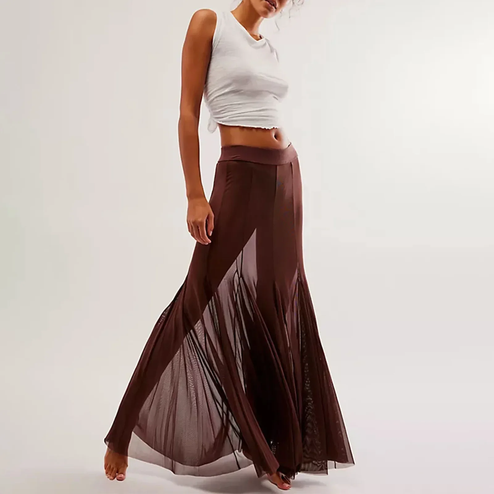 Vintage Sheer Mesh Ruffle Skirt - Image 6