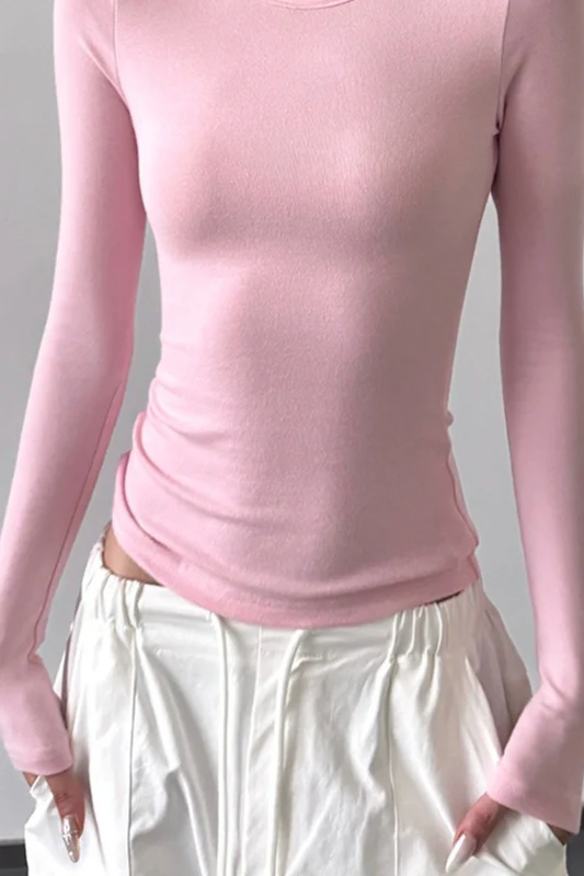 Vintage Solid Crew Neck Slim Long Sleeve Base Layer - Image 4