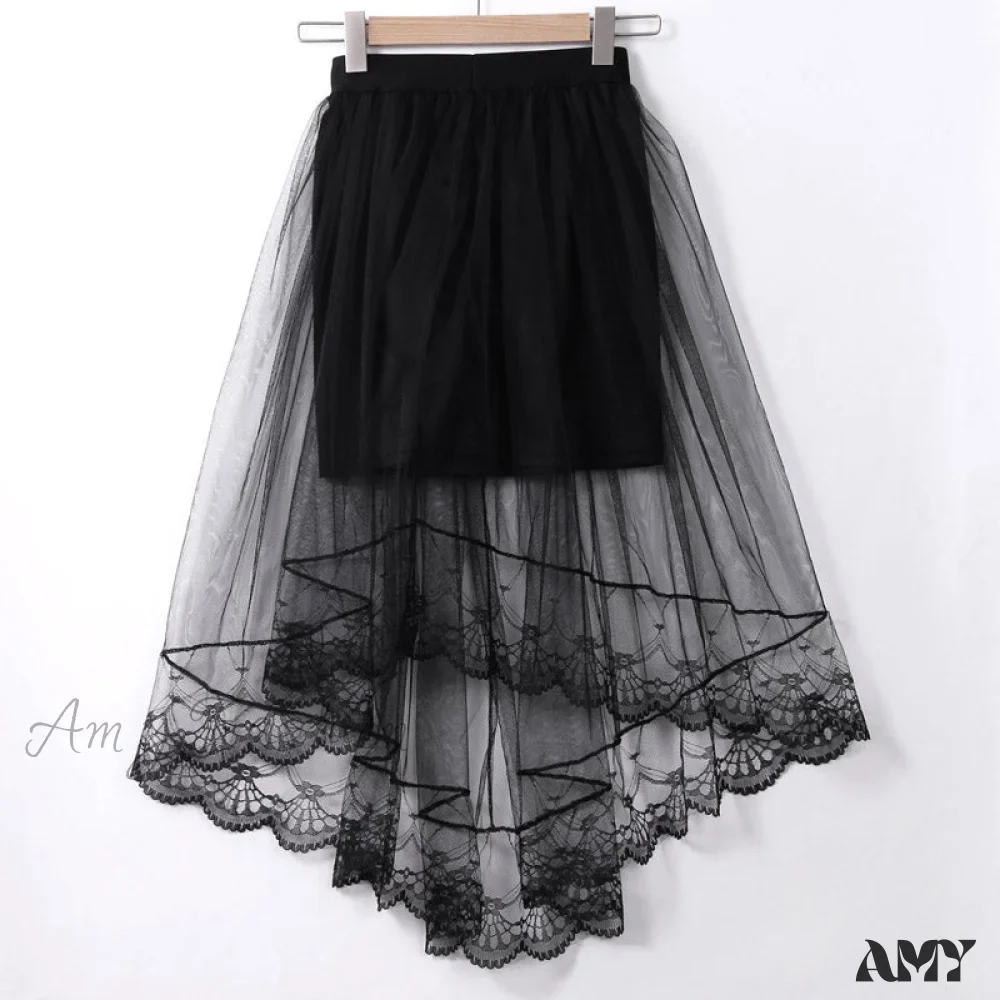 Amy Fashion - Vintage Stretch High Waist Lace Skirt