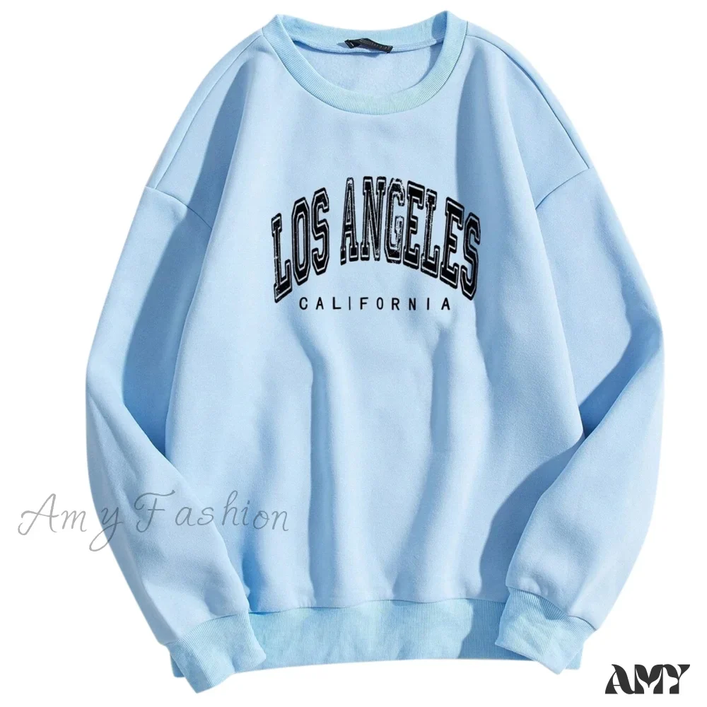 Amy Fashion - Letter Los Angeles Print Hoody Pullover - Image 4