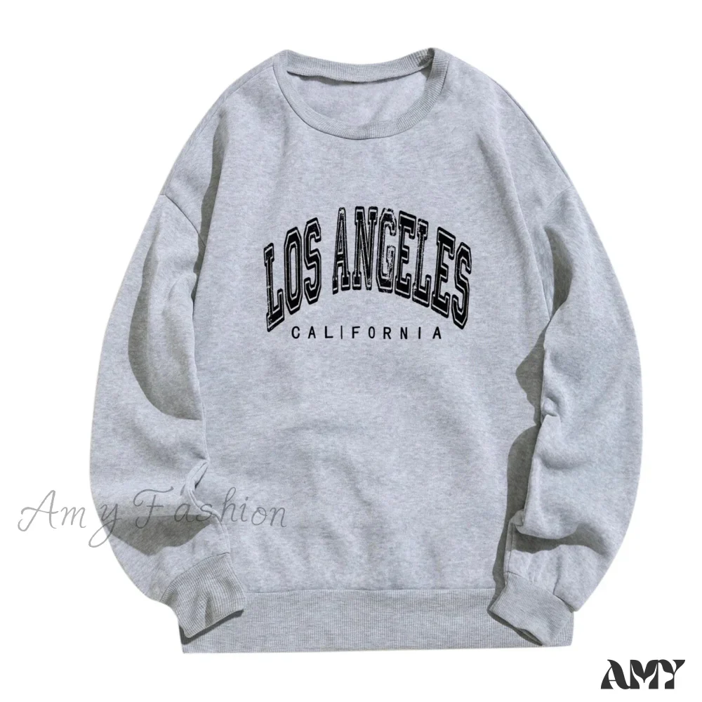 Amy Fashion - Letter Los Angeles Print Hoody Pullover - Image 5