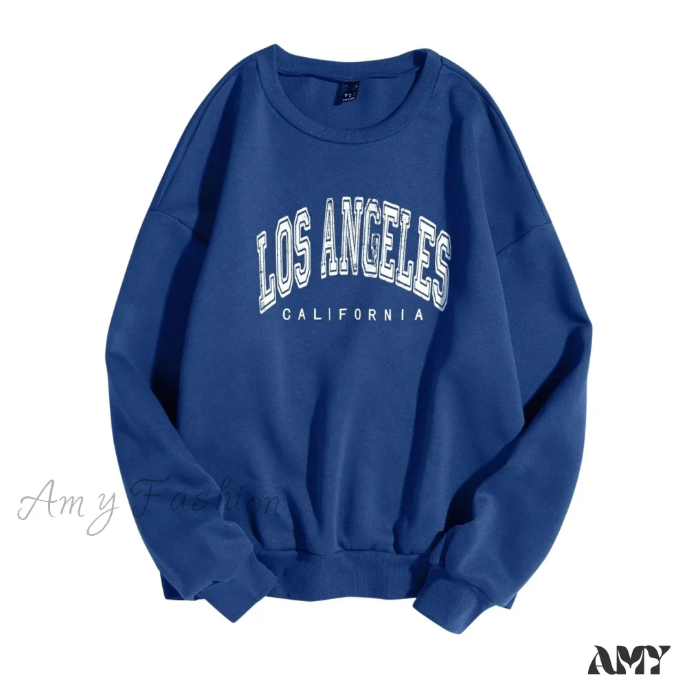 Amy Fashion - Letter Los Angeles Print Hoody Pullover - Image 6