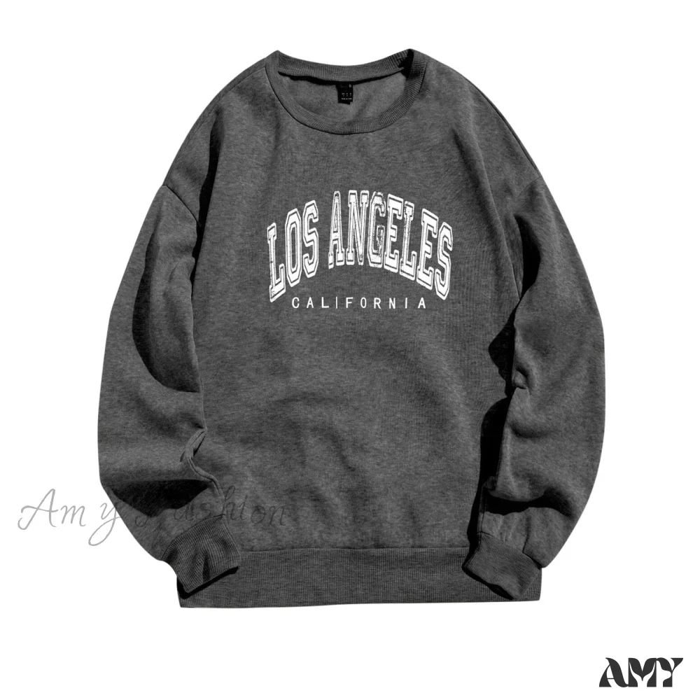 Amy Fashion - Letter Los Angeles Print Hoody Pullover - Image 7