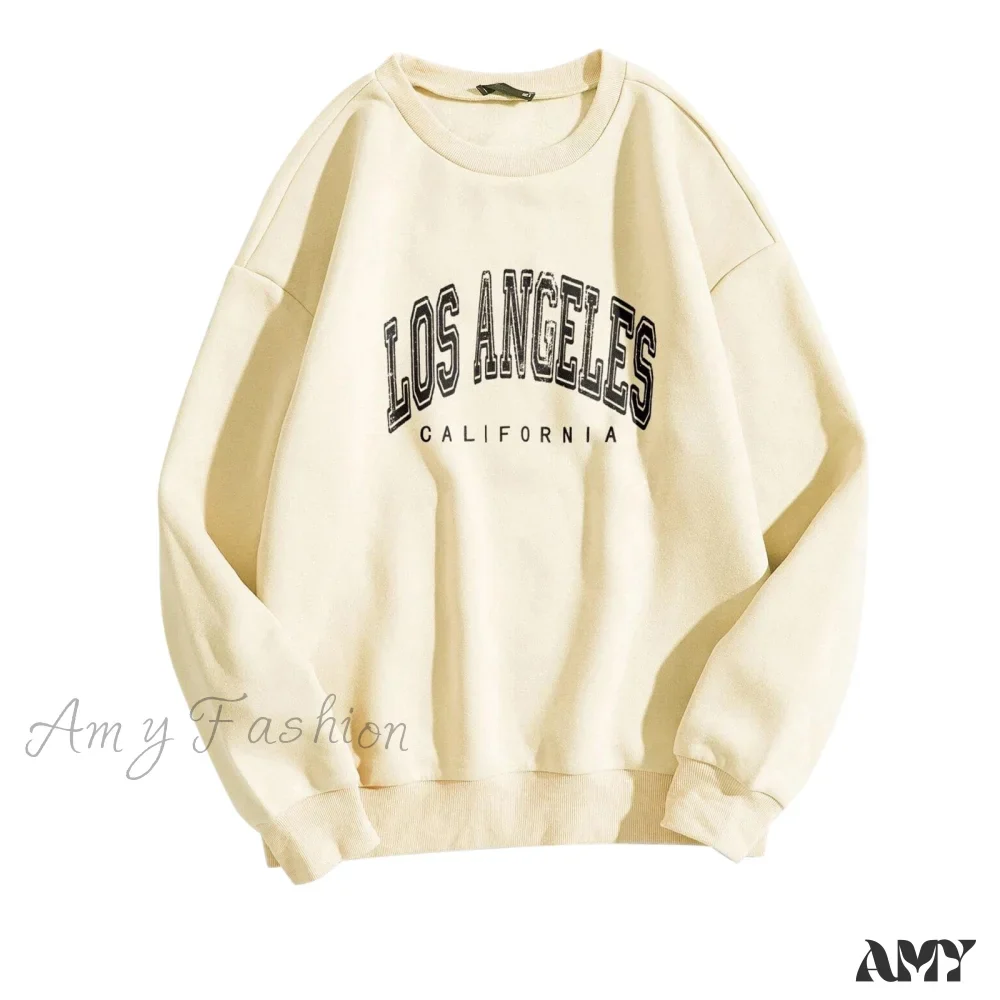 Amy Fashion - Letter Los Angeles Print Hoody Pullover - Image 8