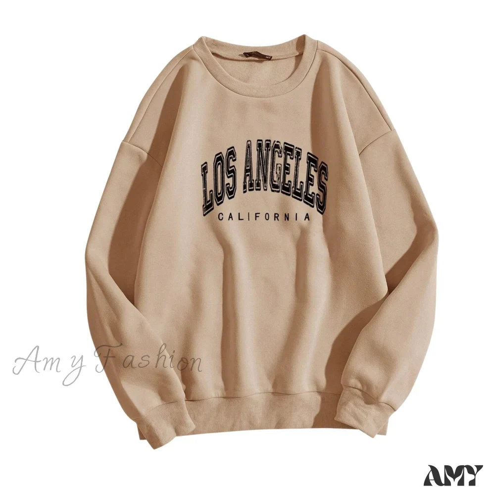 Amy Fashion - Letter Los Angeles Print Hoody Pullover - Image 9