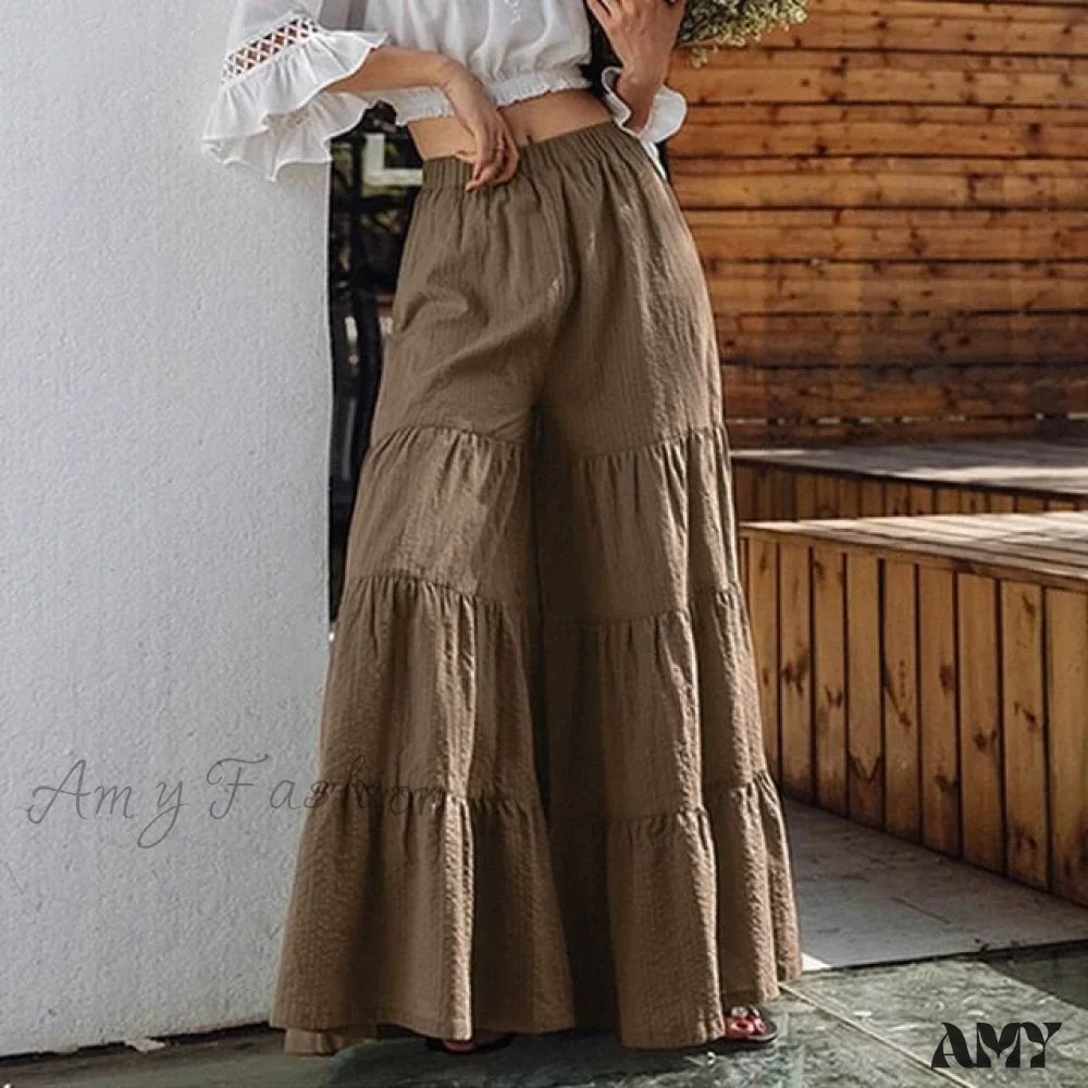 Amy Fashion - Casual Elastic Waist Long Solid Pants - Image 2