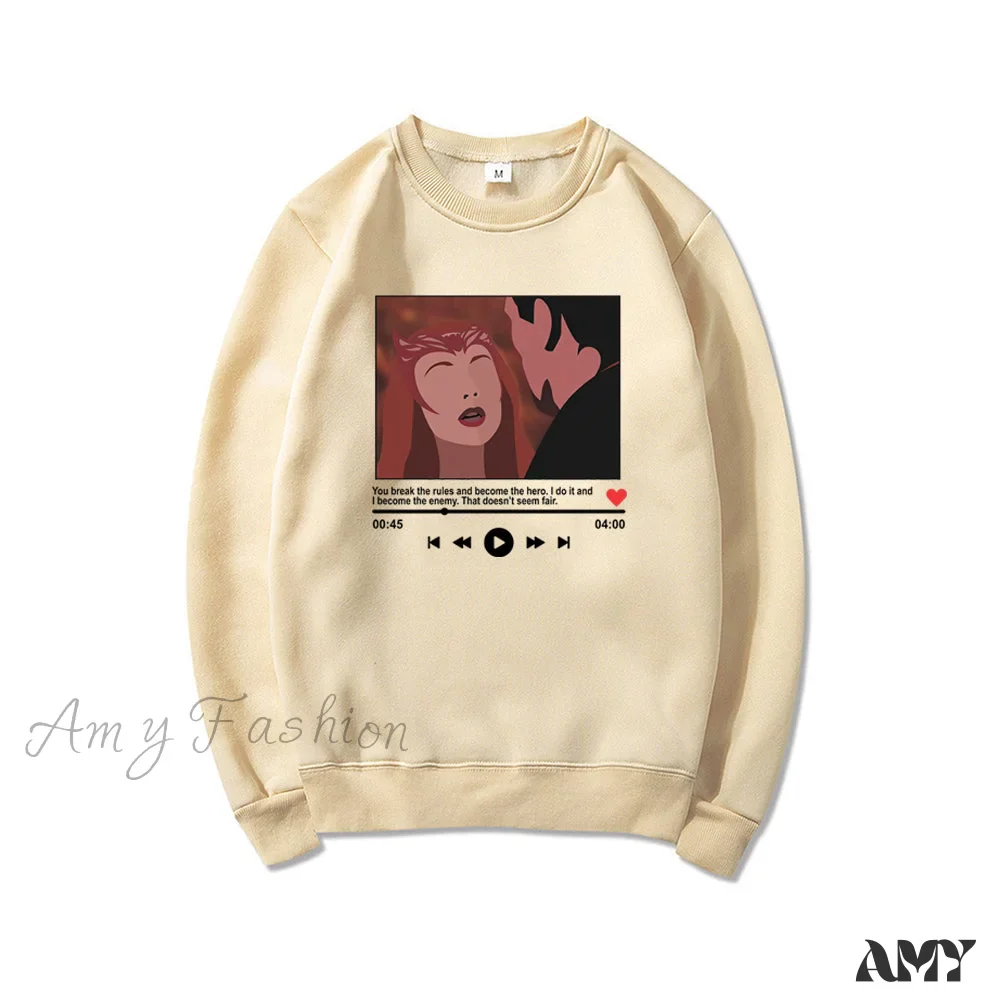 Amy Fashion - Cute Graphic Print Multi-color Hoody Pullover - Image 10