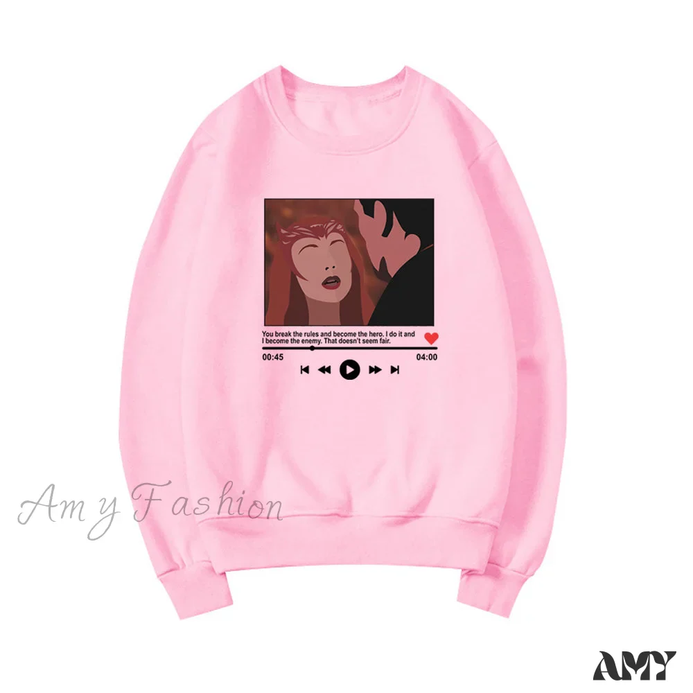 Amy Fashion - Cute Graphic Print Multi-color Hoody Pullover - Image 11