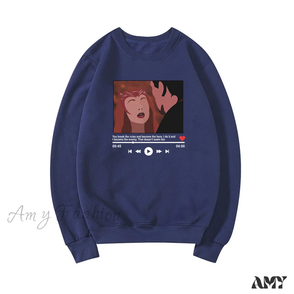 Amy Fashion - Cute Graphic Print Multi-color Hoody Pullover - Image 15