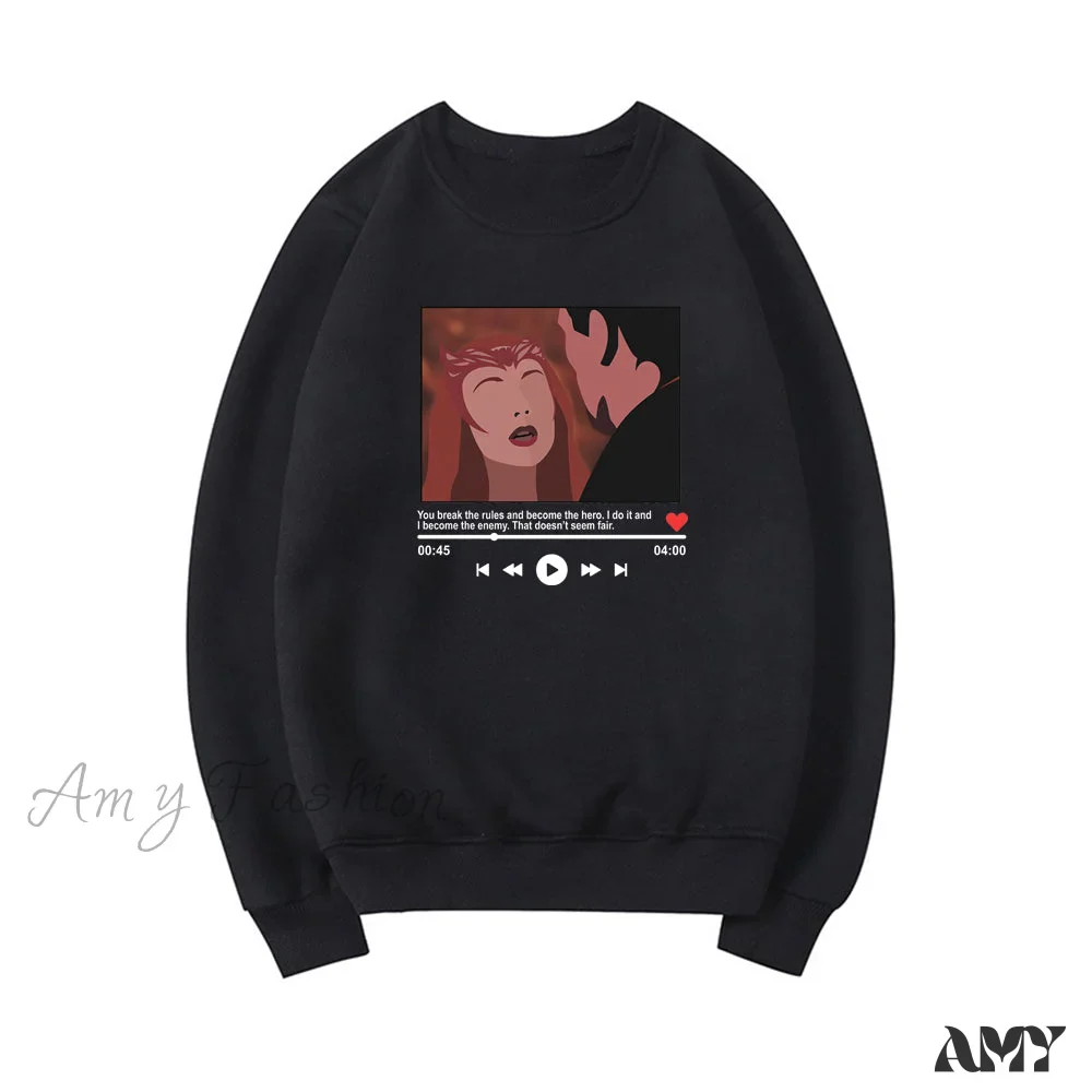 Amy Fashion - Cute Graphic Print Multi-color Hoody Pullover - Image 7