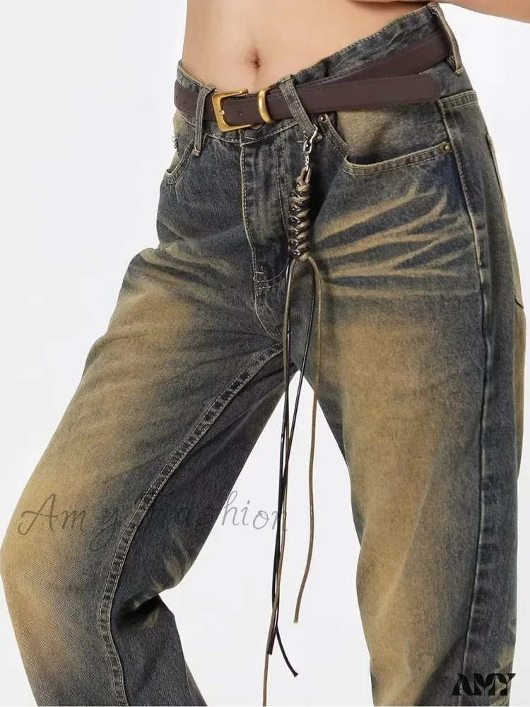 Amy Fashion - Wash Made Old Blue Micro Flared Retro Trendy Jean - Image 6