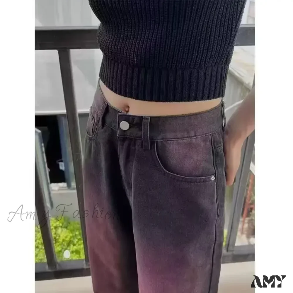 Amy Fashion - Washed Youth Fashion Literary Trend Loose High Street Harajuku Fashion Jean - Image 6