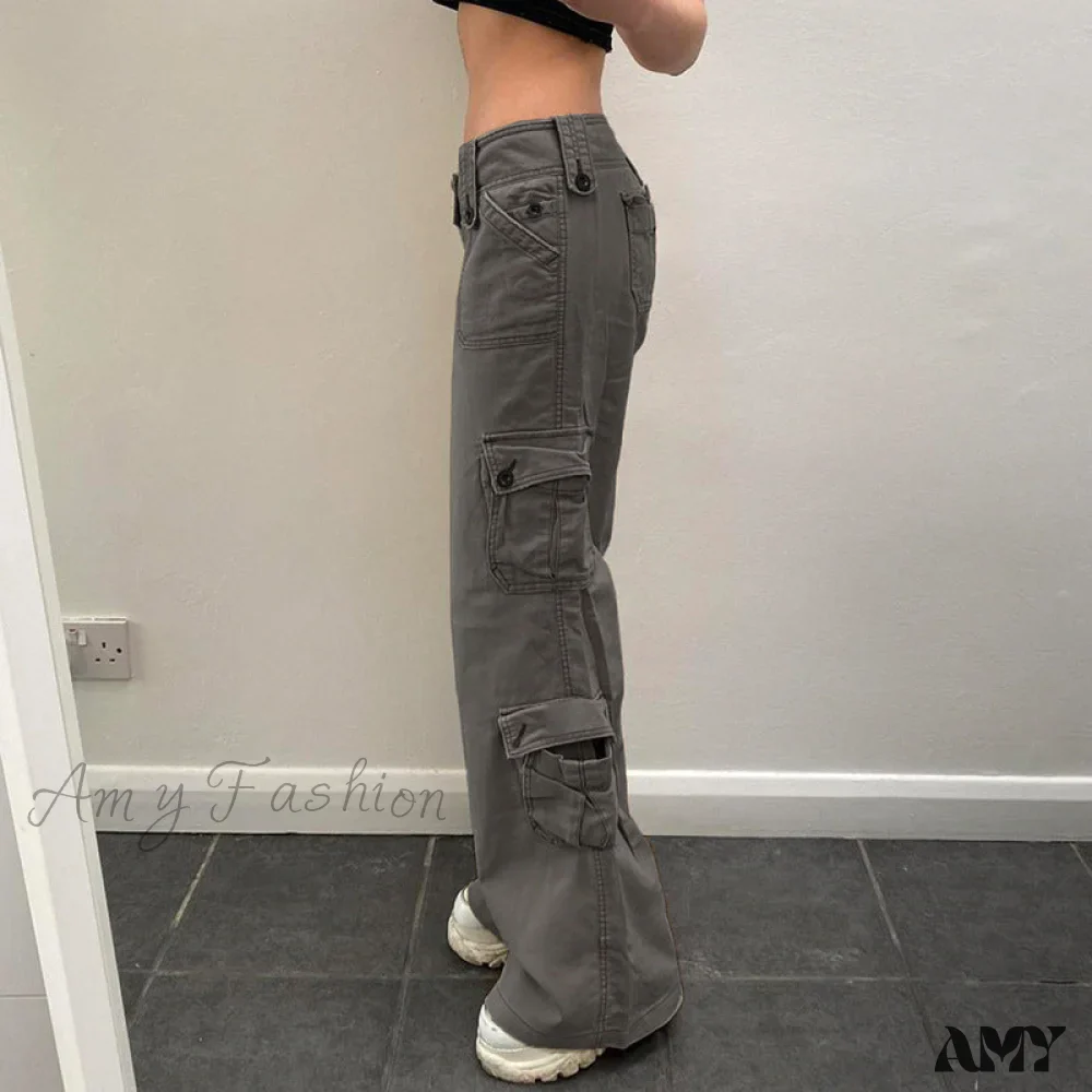 Amy Fashion - Straight High Waist Vintage Cargo Trousers - Image 8