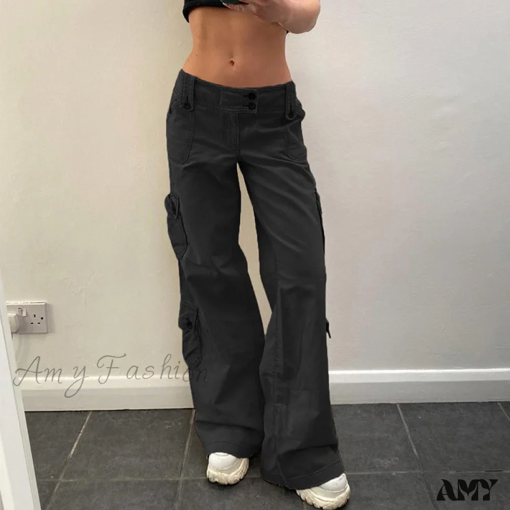 Amy Fashion - Straight High Waist Vintage Cargo Trousers - Image 9