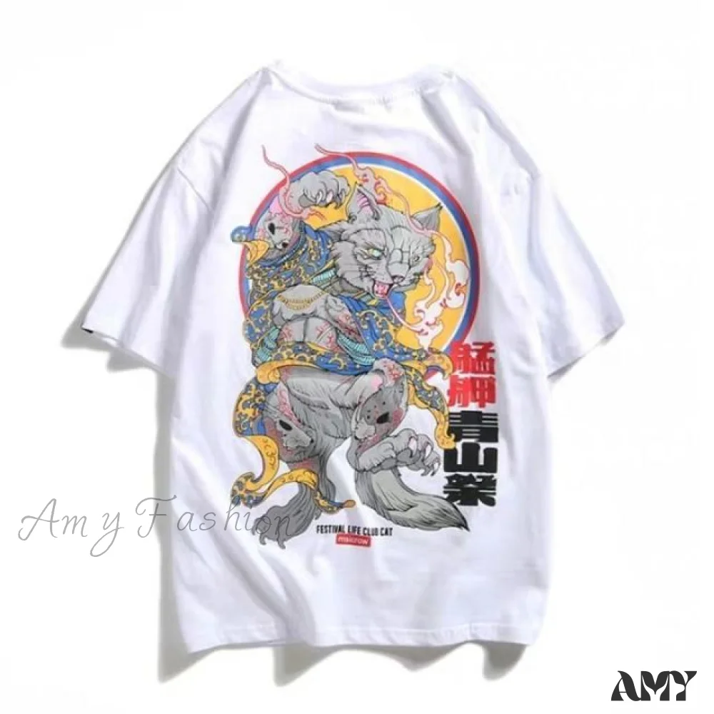 Amy Fashion - White Cartoon Female Kawaii Tops Tee - Image 3