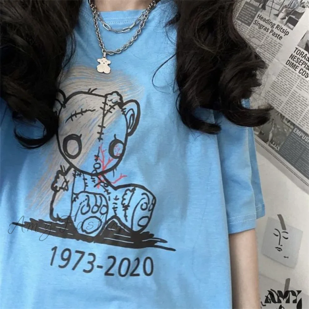 Amy Fashion - White Cartoon Female Kawaii Tops Tee - Image 5