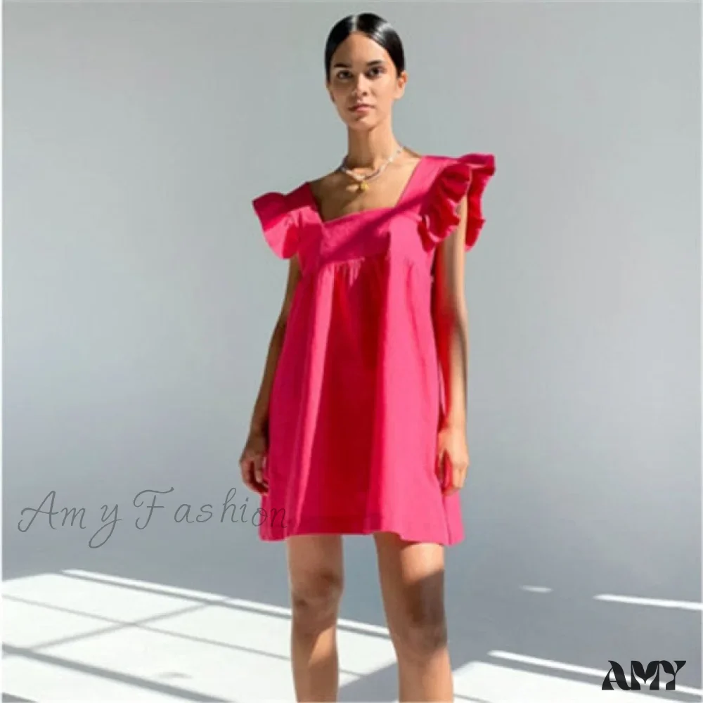 Amy Fashion - Backless High Waist Loose Linen Solid Dress - Image 5