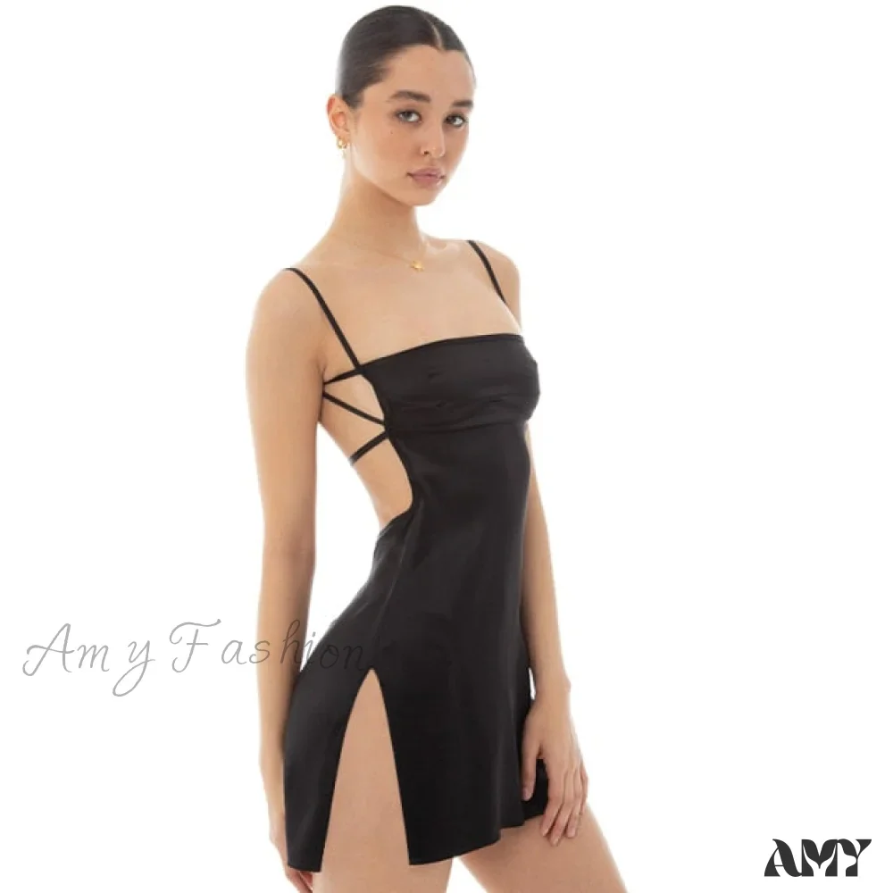 Amy Fashion - Sexy Backless Party Club Mini Slit Dress - Image 6