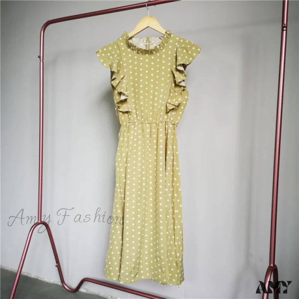 Amy Fashion - New Butterfly Sleeve Ruffles Medium Long Dress - Image 13