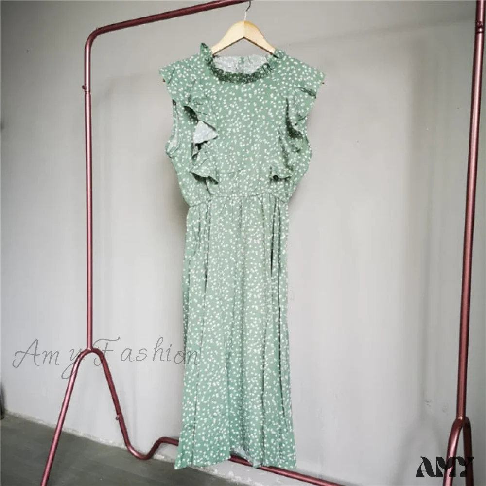 Amy Fashion - New Butterfly Sleeve Ruffles Medium Long Dress - Image 20