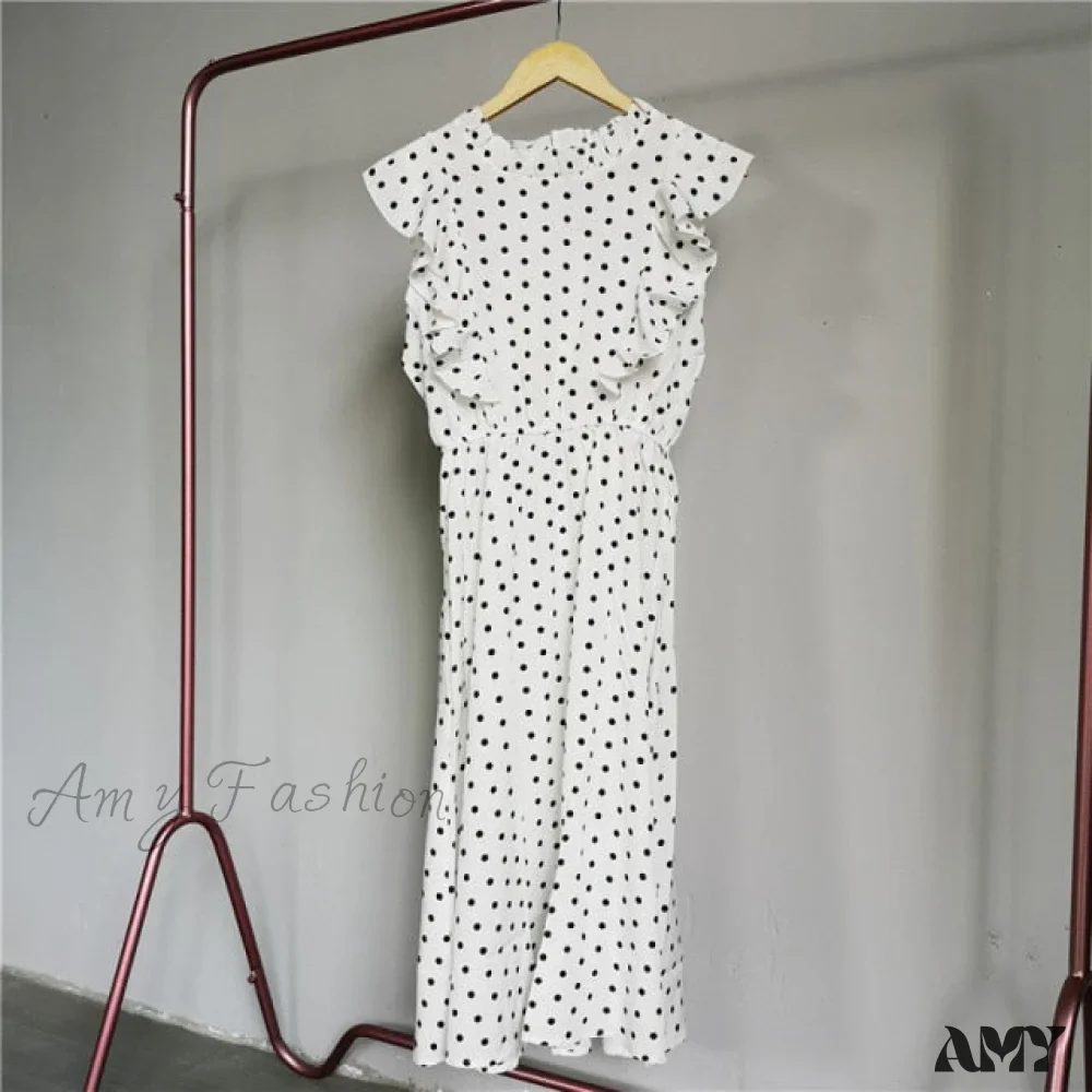 Amy Fashion - New Butterfly Sleeve Ruffles Medium Long Dress - Image 3
